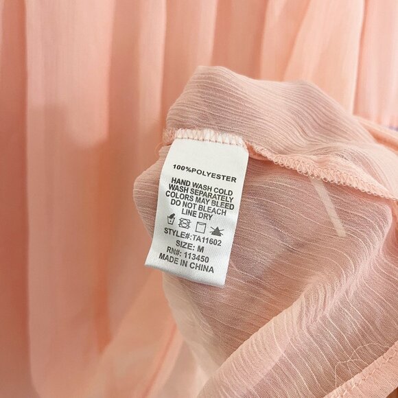 Lulumari Pink Sheer Off the Shoulder Flowy Top Peasant Fairy Whimsical - MEDIUM - Picture 5 of 7